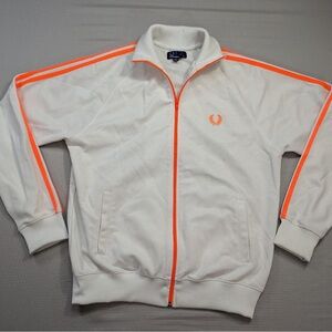 Fred Perry White Jacket with Orange Stripes